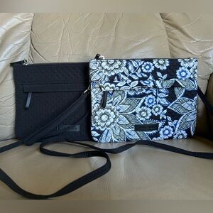 Vera Bradley Iconic RFID Custom Crossbody Snow Lotus Black With Wristlet